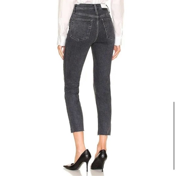 Re/Done 90s High-Rise Ankle Crop Jeans in Stoned Noir Size 24 - Picture 5 of 13